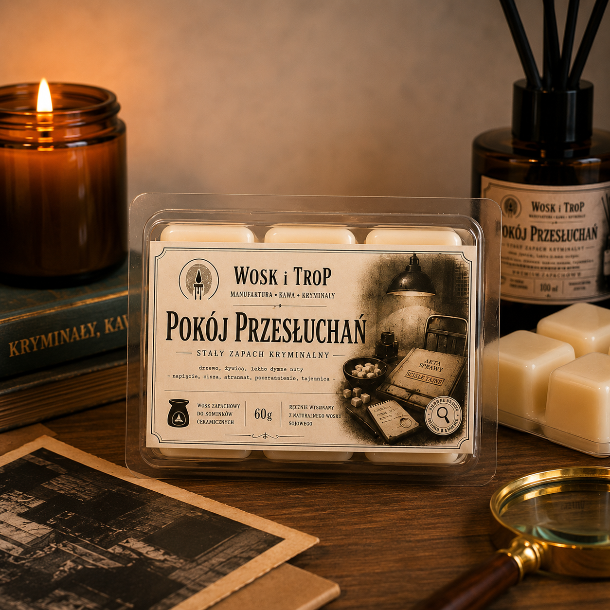 Wosk zapachowy Pokój Przesłuchań Wosk i Trop